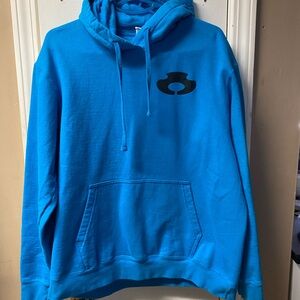 Port and Company Bright Blue Pullover Hoodie with Black Chest Logo